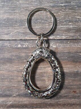 Whiting Davis Snake Mesh Keychain Gold Tone Tear Drop Bag Tag Charm